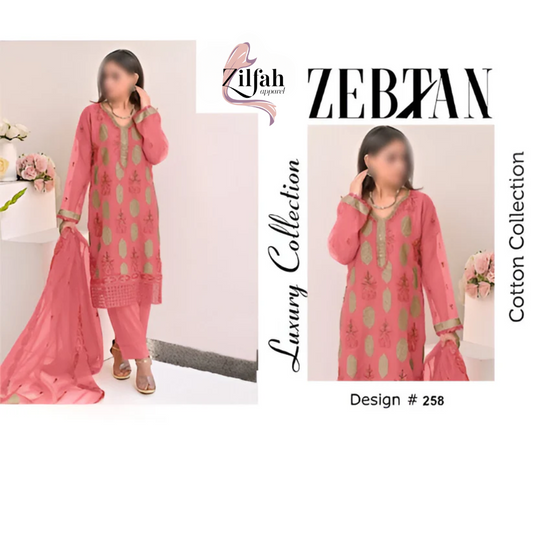 Zebtan Cotton 3-Piece Suit Unstitched