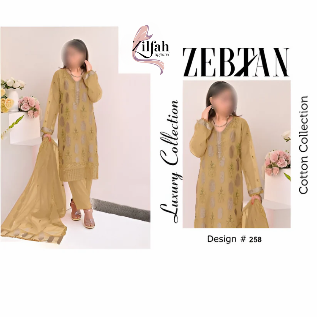 Zebtan Cotton 3-Piece Suit Unstitched