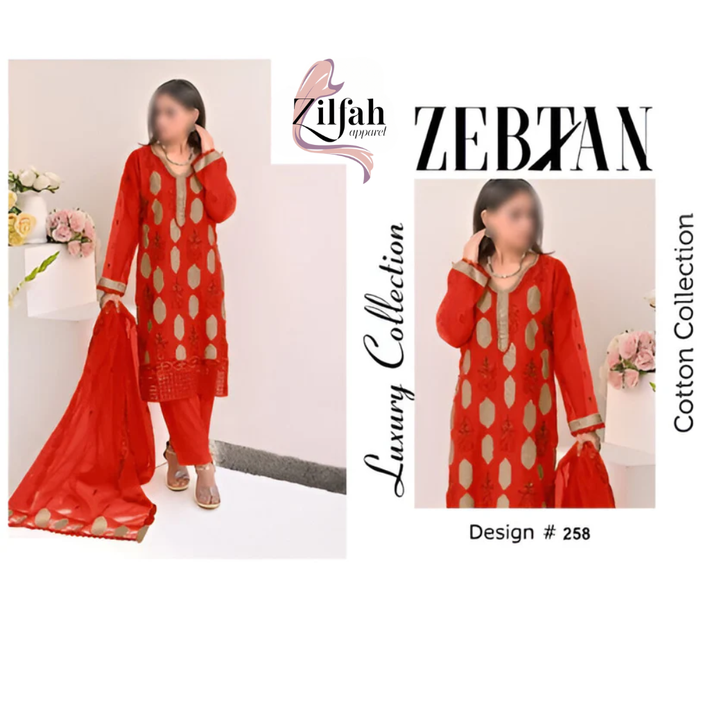 Zebtan Cotton 3-Piece Suit Unstitched